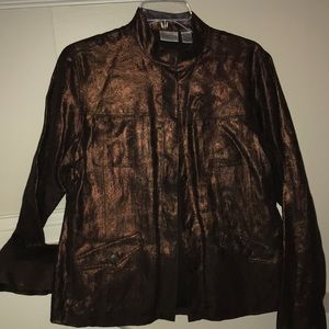 Chico’s brown silk linen jacket